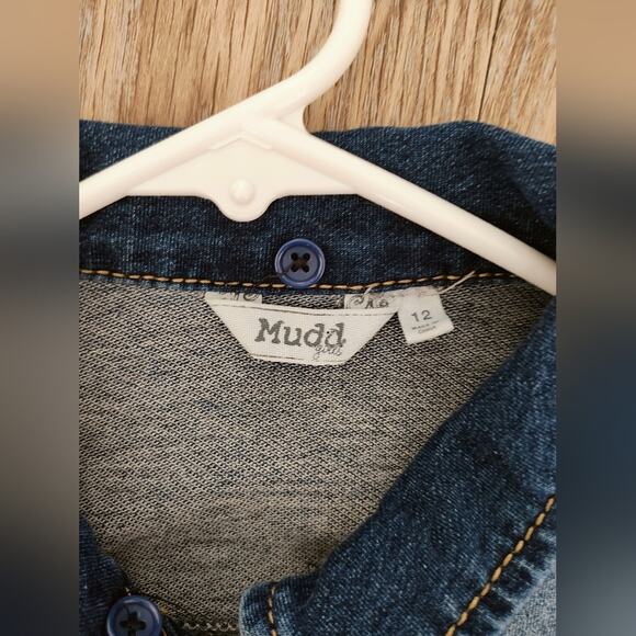 Mudd Blue Jean Jacket Girls Size 12 Knit Sleeves 4-pocket Front Size 12 - Picture 3 of 6